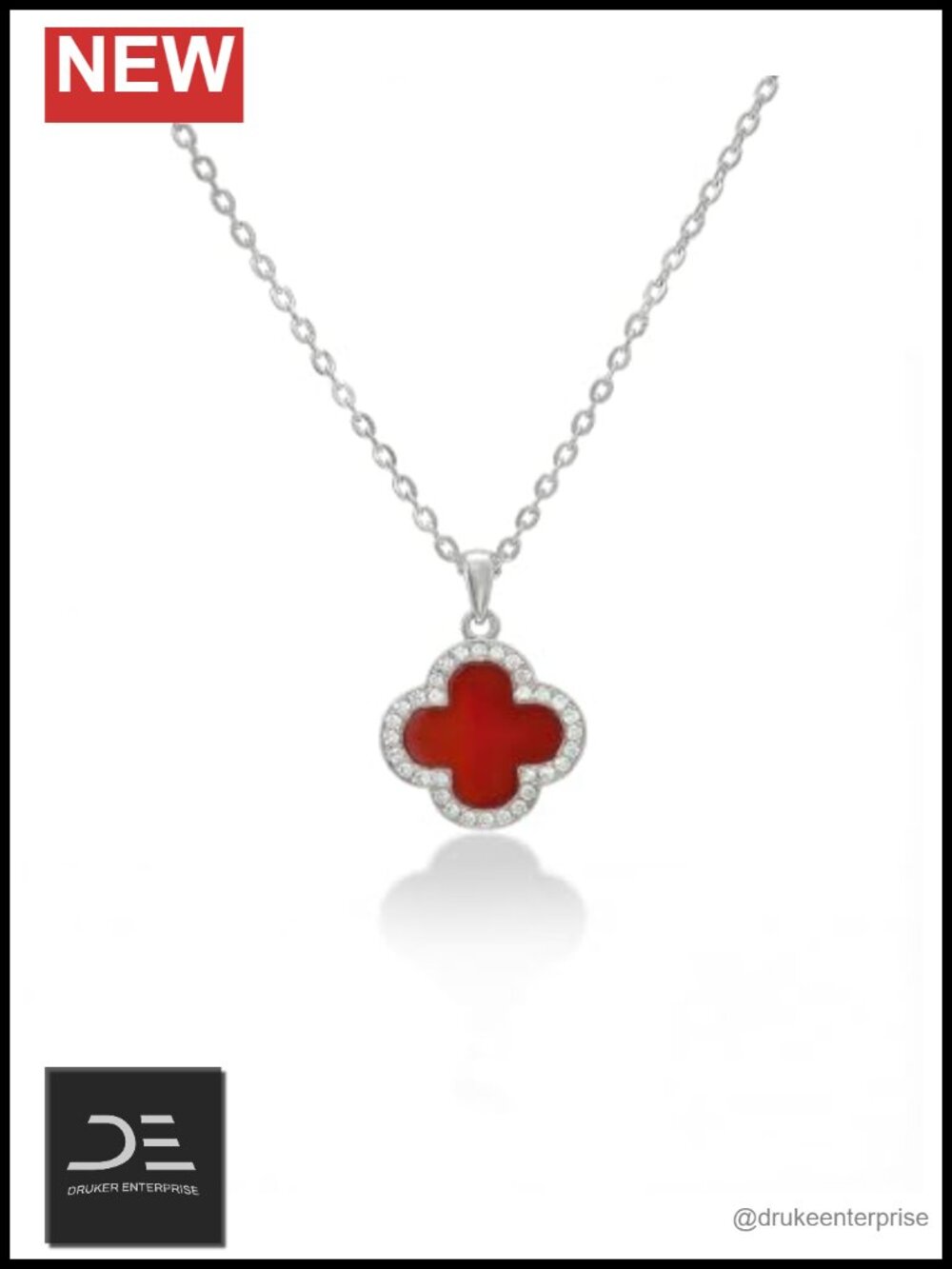 14K Gold Plated 925 Sterling Silver CZ Clover Pendant Necklace